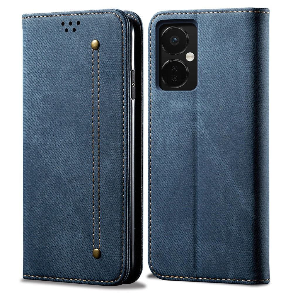 PU-läderfodral till OnePlus Nord CE3 5G, stativplånbok, jeanstygtextur, mobilskal