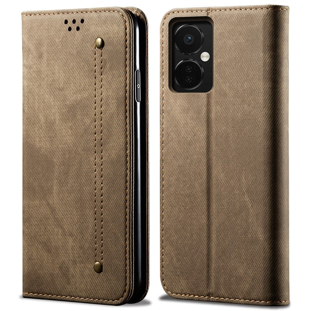 PU-läderfodral till OnePlus Nord CE3 5G, stativplånbok, jeanstygtextur, mobilskal