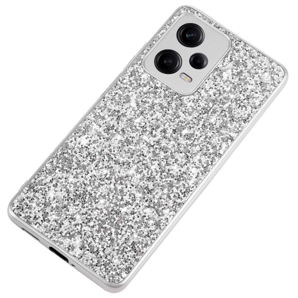 For Xiaomi Redmi Note 12 Pro 5G Glitter Sequins Phone Case Electroplating TPU Frame Back PC Shockproof Cover