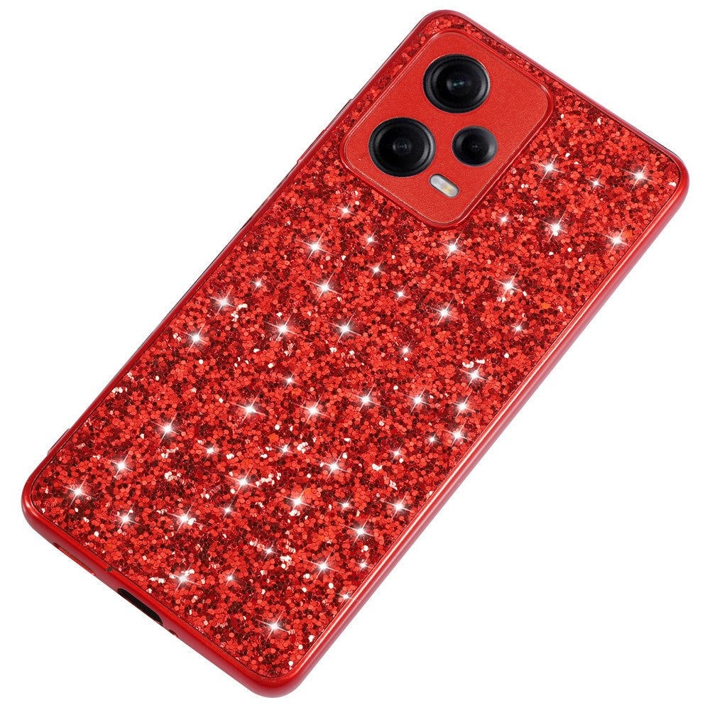 For Xiaomi Redmi Note 12 Pro 5G Glitter Sequins Phone Case Electroplating TPU Frame Back PC Shockproof Cover