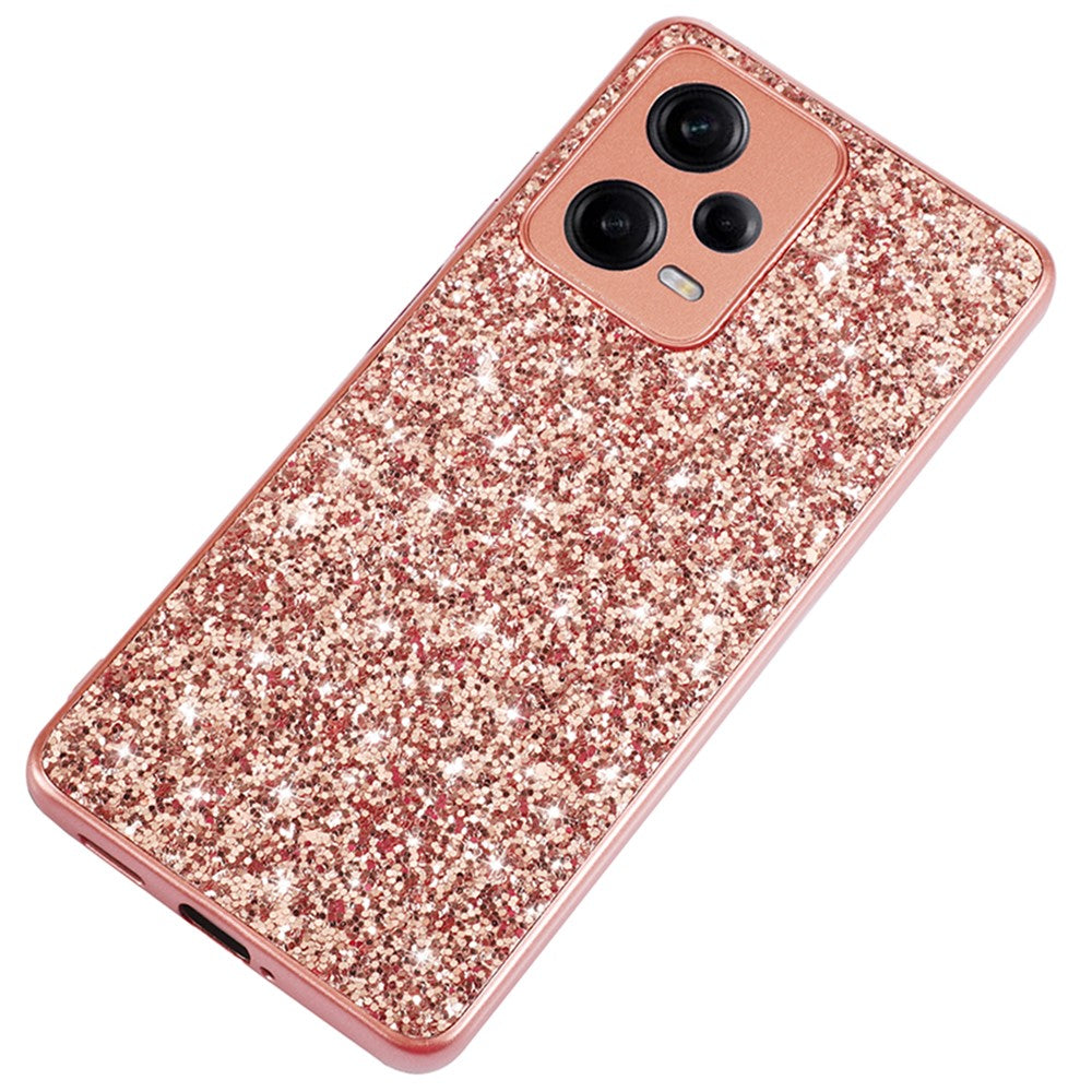 For Xiaomi Redmi Note 12 Pro 5G Glitter Sequins Phone Case Electroplating TPU Frame Back PC Shockproof Cover