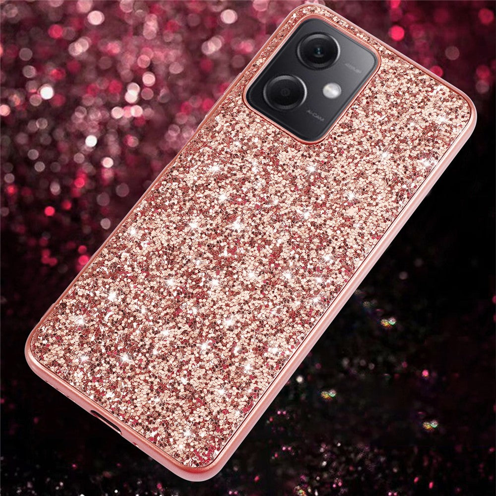 For Xiaomi Redmi Note 12 4G Glitter Sequins Bump Proof Phone Case Electroplating TPU Frame Back PC Cover