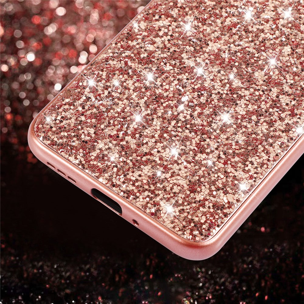 For Xiaomi Redmi Note 12 4G Glitter Sequins Bump Proof Phone Case Electroplating TPU Frame Back PC Cover