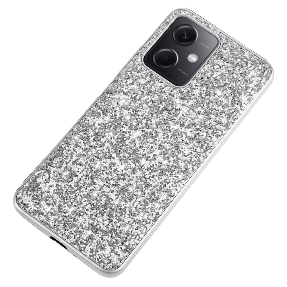 For Xiaomi Redmi Note 12 4G Glitter Sequins Bump Proof Phone Case Electroplating TPU Frame Back PC Cover