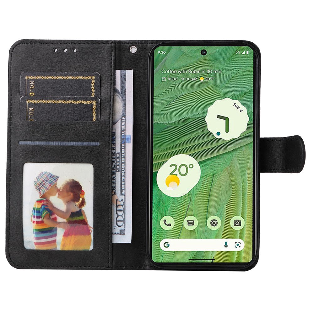 Google Pixel 7 5G Plånboksfodral i Läder med Ställ - Svart