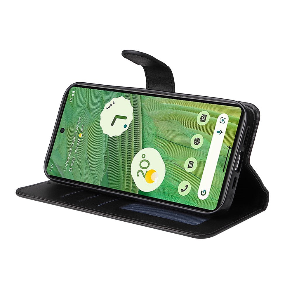 Google Pixel 7 5G Plånboksfodral i Läder med Ställ - Svart