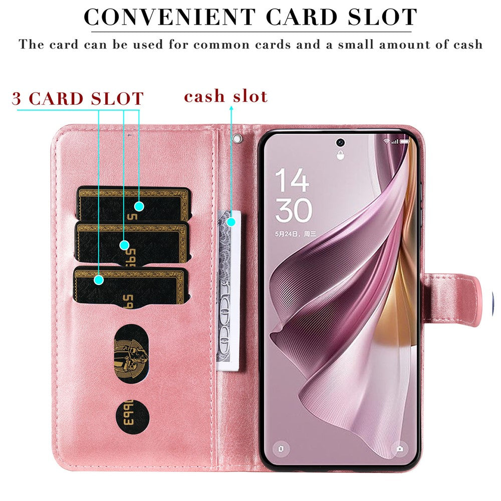 For Oppo Reno10 Pro+ 5G Calf Texture Phone Case Zipper Pocket Wallet Foldable Stand Cover