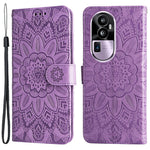 For Oppo Reno10 Pro+ 5G Book Style Protective Cover Sunflower Imprinted Stand Leather Wallet Case