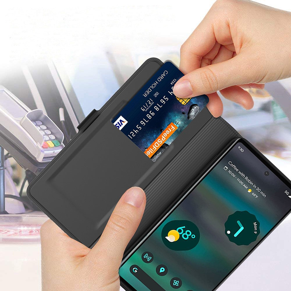 For Google Pixel 8 Pro Card Holder Phone Case PU Leather + TPU Phone Stand Cover