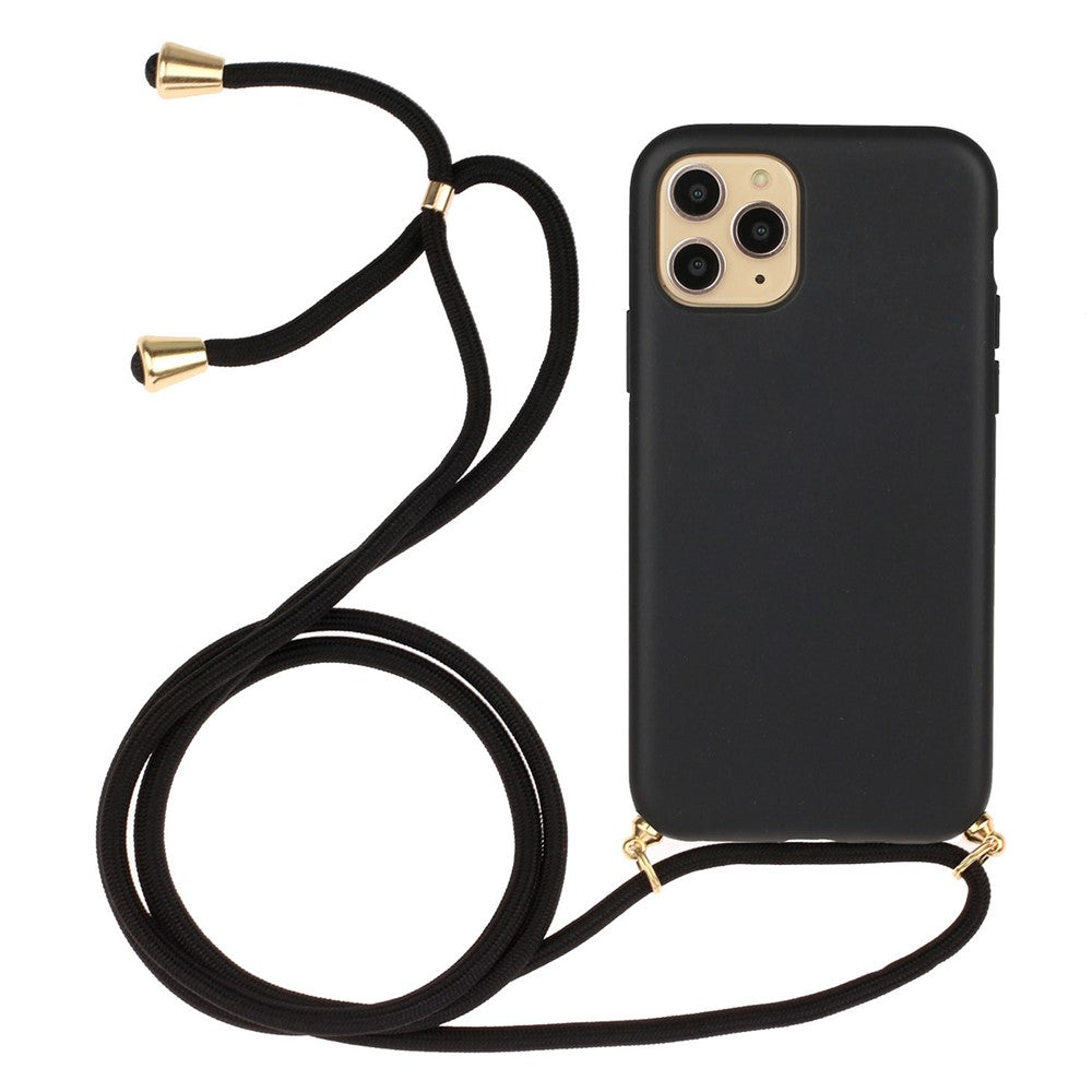 For iPhone 15 Pro Max Mobile Phone Case Biodegradable Wheat Straw+TPU Protection Cover with Lanyard