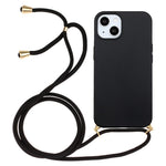 For iPhone 15 Eco-Friendly Phone Case Compostable Wheat Straw+TPU Shock Absorbing Cover with Lanyard