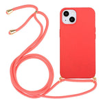 For iPhone 15 Eco-Friendly Phone Case Compostable Wheat Straw+TPU Shock Absorbing Cover with Lanyard