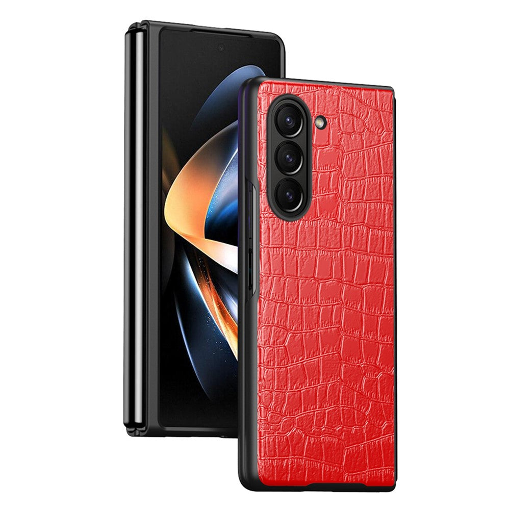 For Samsung Galaxy Z Fold5 5G Crocodile Texture Folding Phone Case PU Leather Coated PC Cover