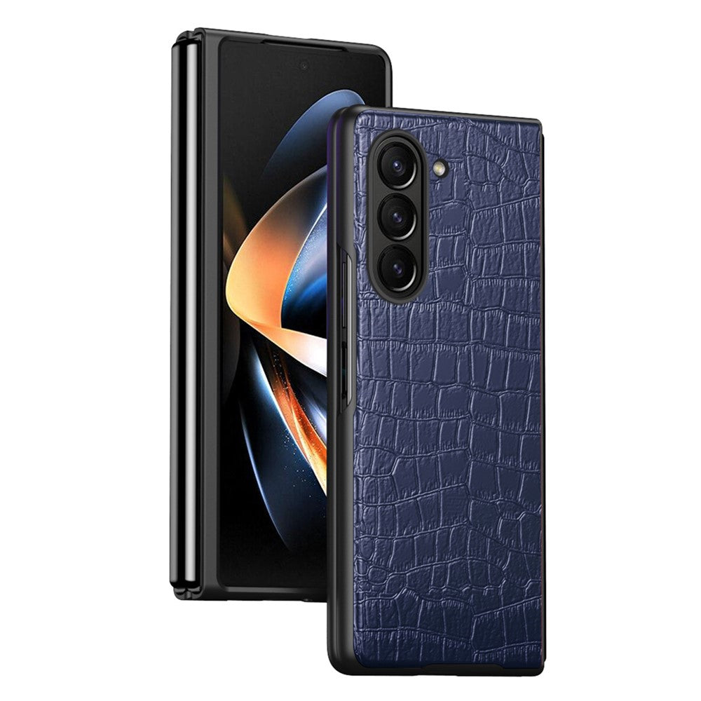 For Samsung Galaxy Z Fold5 5G Crocodile Texture Folding Phone Case PU Leather Coated PC Cover