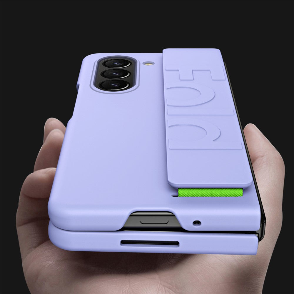 Wrist Strap Phone Case for Samsung Galaxy Z Fold5 5G , Anti-Scratch Rubberized PC Phone Cover