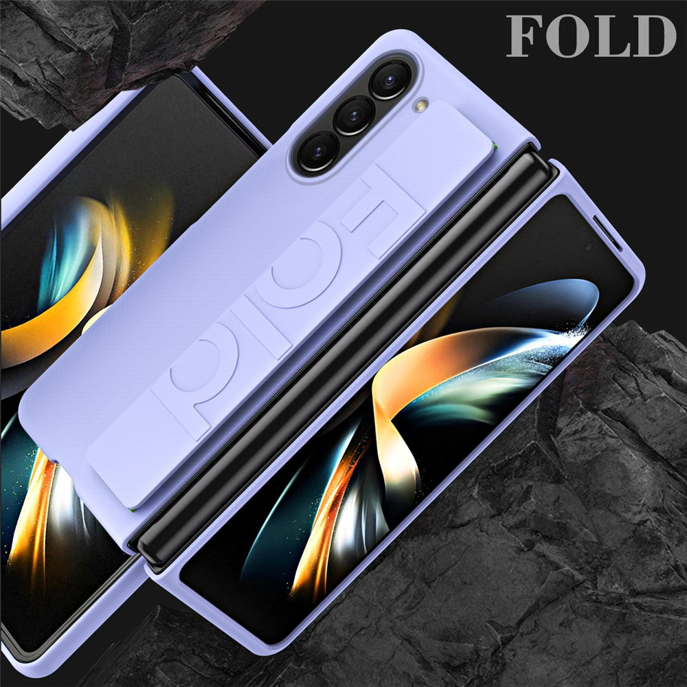 Wrist Strap Phone Case for Samsung Galaxy Z Fold5 5G , Anti-Scratch Rubberized PC Phone Cover