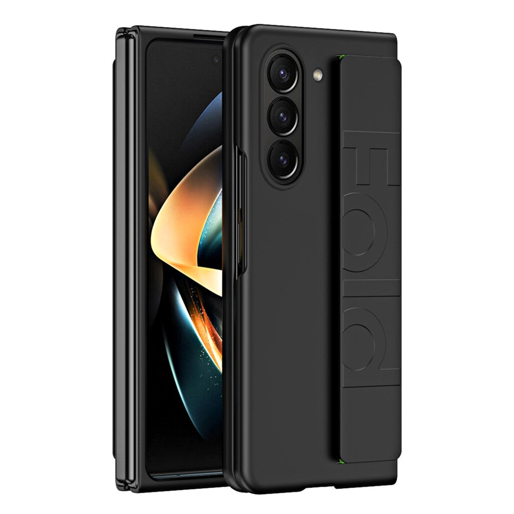 Wrist Strap Phone Case for Samsung Galaxy Z Fold5 5G , Anti-Scratch Rubberized PC Phone Cover