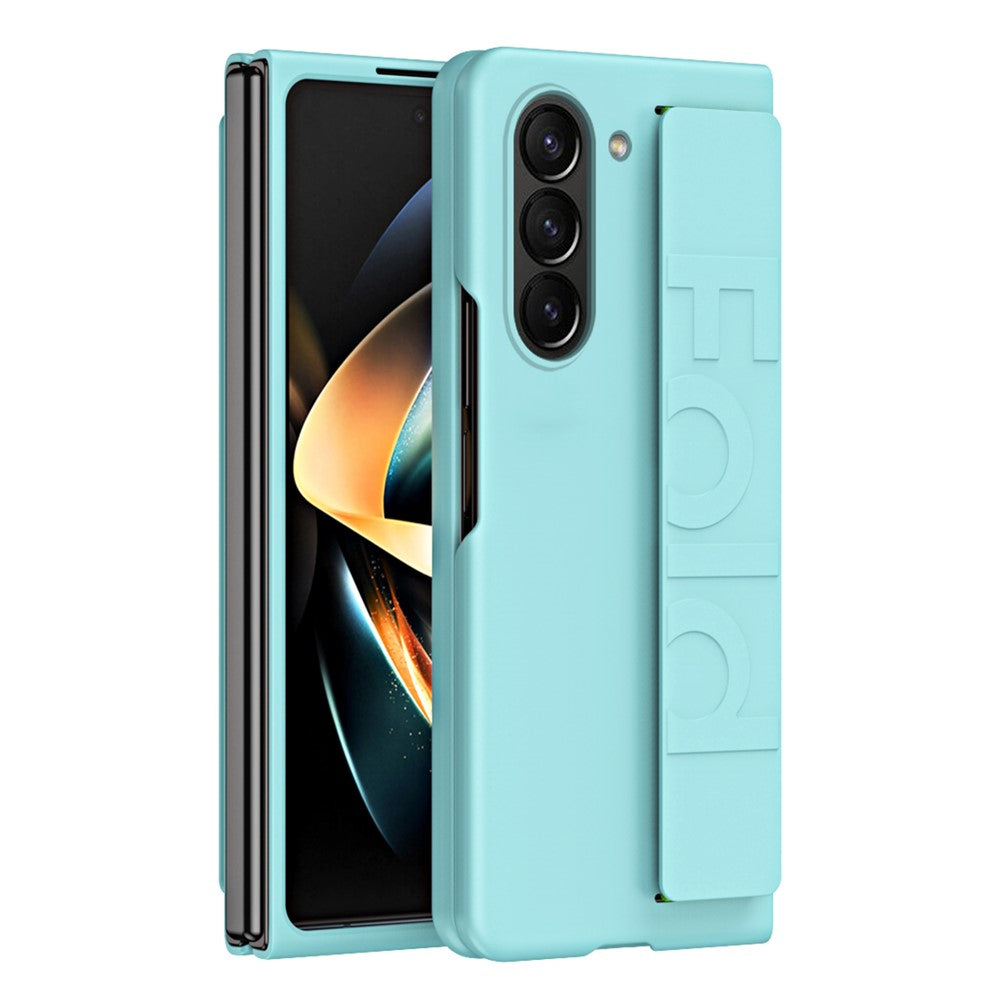 Wrist Strap Phone Case for Samsung Galaxy Z Fold5 5G , Anti-Scratch Rubberized PC Phone Cover