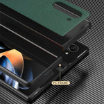 For Samsung Galaxy Z Fold5 5G Cross Texture Folding Phone Case Rubberized PU Leather + Hard PC Phone Cover