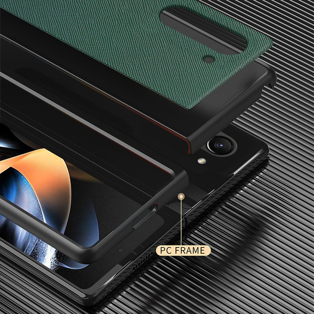 For Samsung Galaxy Z Fold5 5G Cross Texture Folding Phone Case Rubberized PU Leather + Hard PC Phone Cover