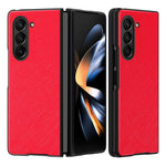 For Samsung Galaxy Z Fold5 5G Cross Texture Folding Phone Case Rubberized PU Leather + Hard PC Phone Cover
