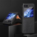 For Samsung Galaxy Z Flip5 5G PU Leather Coated PC Case Litchi Texture Protective Phone Cover