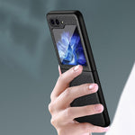 For Samsung Galaxy Z Flip5 5G PU Leather Coated PC Case Litchi Texture Protective Phone Cover