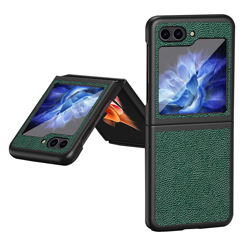 For Samsung Galaxy Z Flip5 5G PU Leather Coated PC Case Litchi Texture Protective Phone Cover