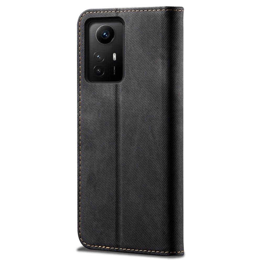 For Xiaomi Redmi Note 12S 4G Jeans Cloth Texture Phone Case PU Leather Stand Flip Wallet Cover