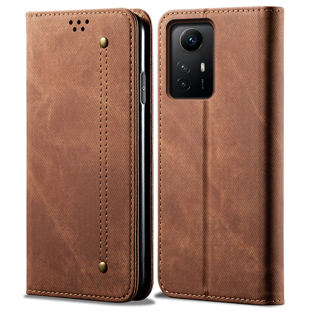 For Xiaomi Redmi Note 12S 4G Jeans Cloth Texture Phone Case PU Leather Stand Flip Wallet Cover
