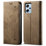 Plånboksfodral för Xiaomi Redmi Note 11T Pro 5G / Note 11T Pro+ 5G / K50i 5G / Note 12T Pro 5G / Poco X4 GT 5G, PU-läder med jeanstyg och textur, stativfodral