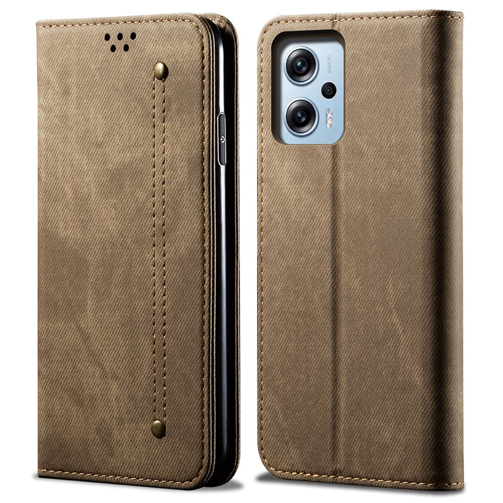 Plånboksfodral för Xiaomi Redmi Note 11T Pro 5G / Note 11T Pro+ 5G / K50i 5G / Note 12T Pro 5G / Poco X4 GT 5G, PU-läder med jeanstyg och textur, stativfodral