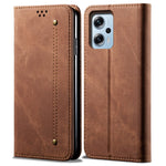 Pung-etui til Xiaomi Redmi Note 11T Pro 5G / Note 11T Pro+ 5G / K50i 5G / Note 12T Pro 5G / Poco X4 GT 5G, PU-læder med denimstof og tekstur, etui med stativ