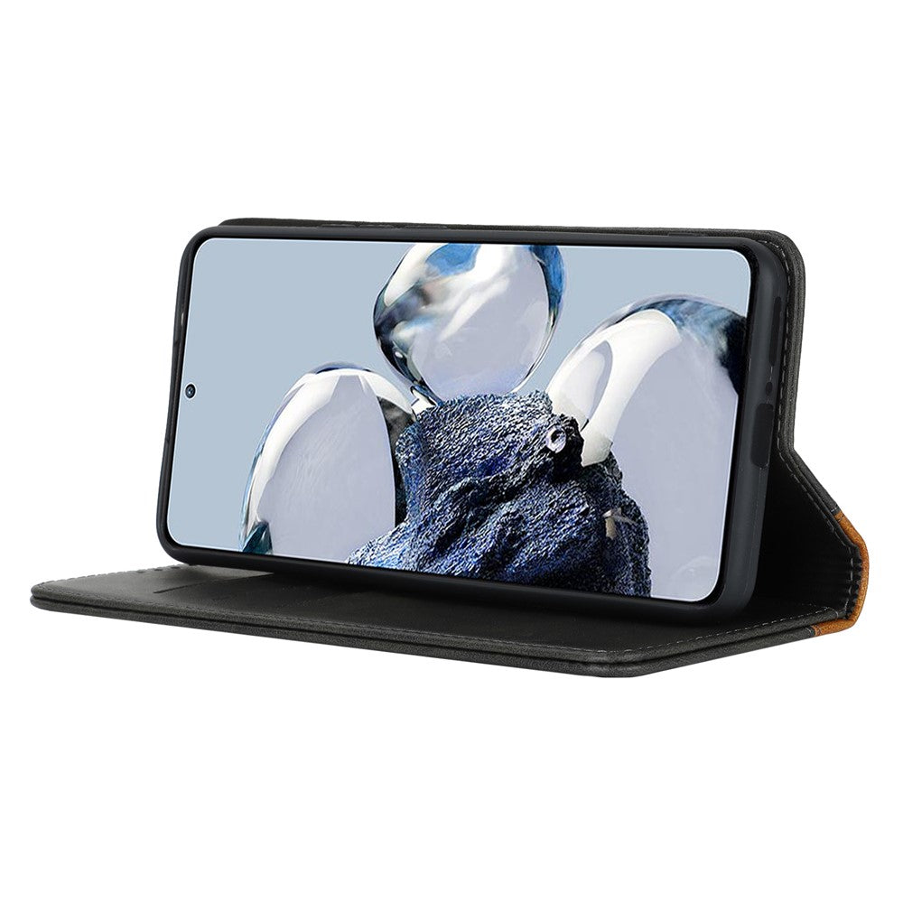 Xiaomi 12T 5G / 12T Pro 5G / Redmi K50 Ultra PU-læderetui med stativ, tofarvet etui med sammensyning, pung