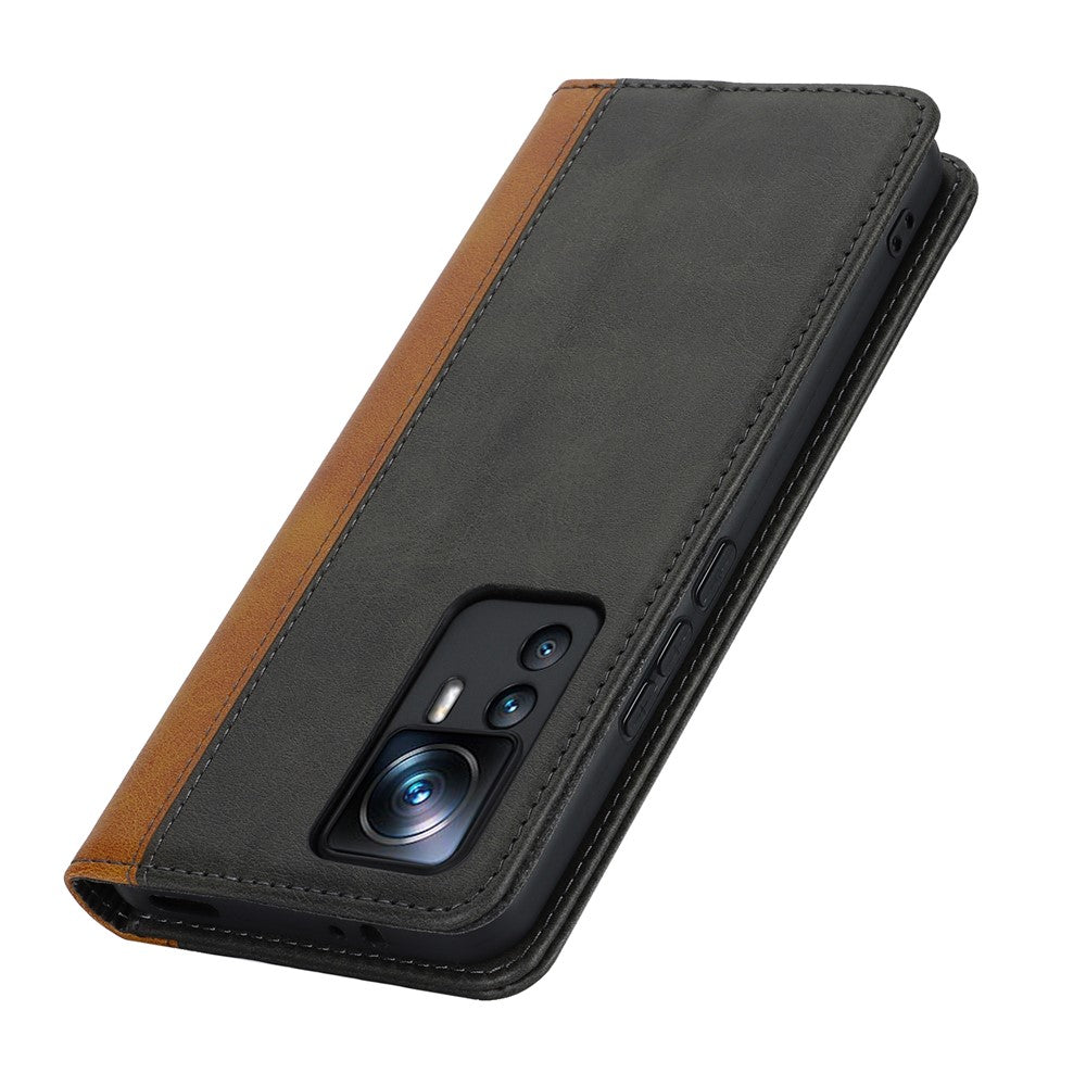 Xiaomi 12T 5G / 12T Pro 5G / Redmi K50 Ultra PU-læderetui med stativ, tofarvet etui med sammensyning, pung