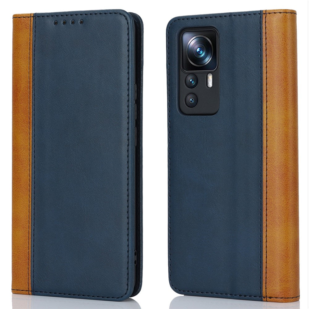 Xiaomi 12T 5G / 12T Pro 5G / Redmi K50 Ultra PU-læderetui med stativ, tofarvet etui med sammensyning, pung