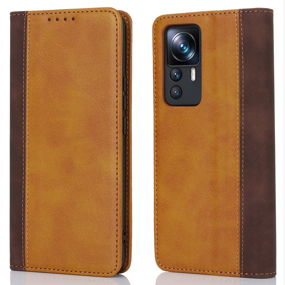 Xiaomi 12T 5G / 12T Pro 5G / Redmi K50 Ultra PU-læderetui med stativ, tofarvet etui med sammensyning, pung