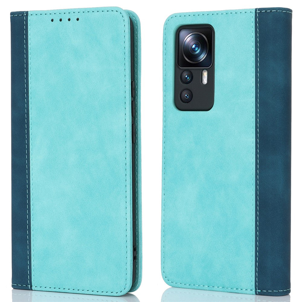 Xiaomi 12T 5G / 12T Pro 5G / Redmi K50 Ultra PU-læderetui med stativ, tofarvet etui med sammensyning, pung