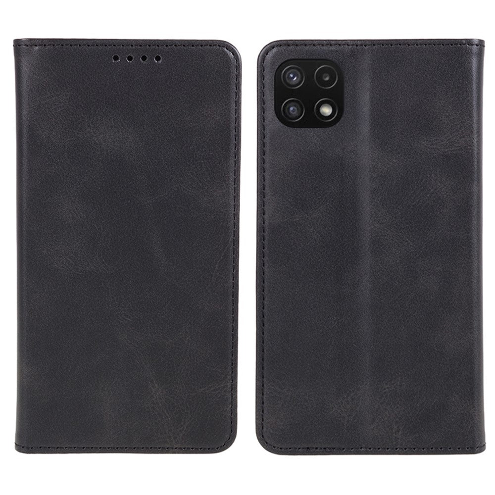 For Samsung Galaxy A22 5G (EU Version) TPU+PU Leather Case Calf Texture Wallet Anti-drop Phone Stand Cover