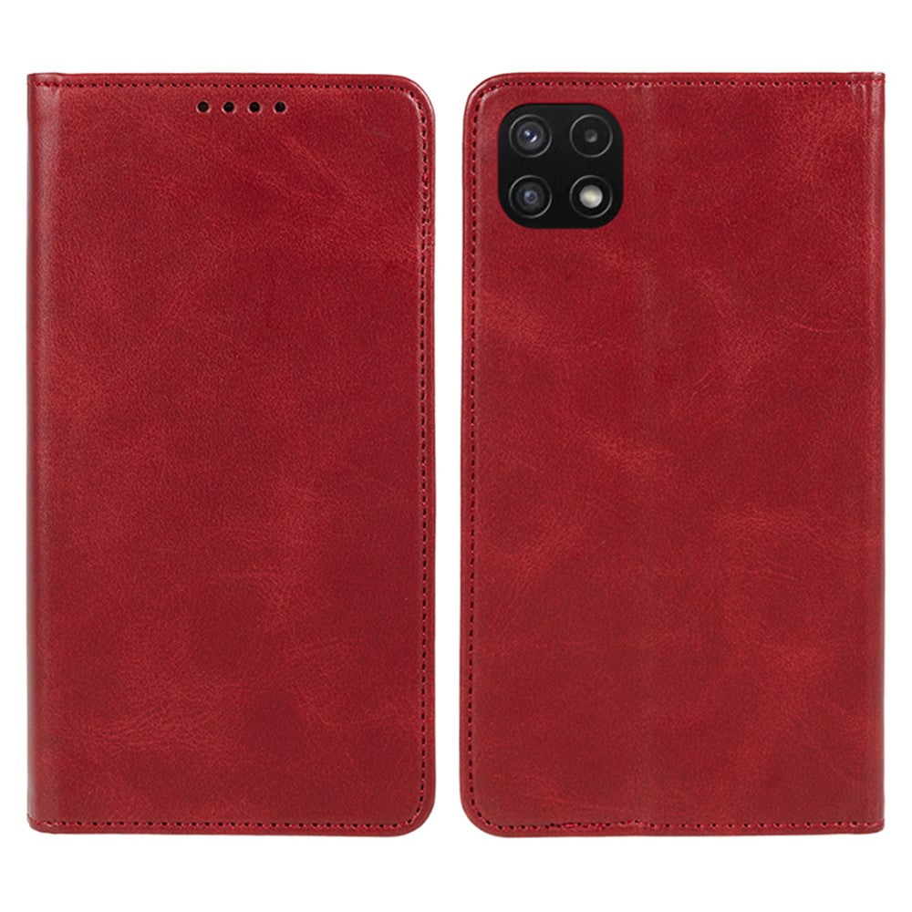 For Samsung Galaxy A22 5G (EU Version) TPU+PU Leather Case Calf Texture Wallet Anti-drop Phone Stand Cover