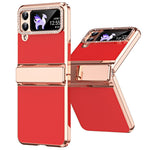 For Samsung Galaxy Z Flip4 5G Hinge Protection Phone Case PU Leather+PC Electroplating Cover