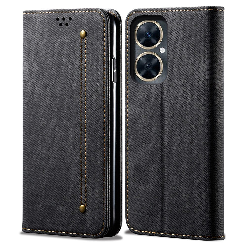 For Huawei nova 11i / Maimang 20 / Enjoy 60 Pro PU Leather Case Stand Wallet Jeans Cloth Texture Phone Cover