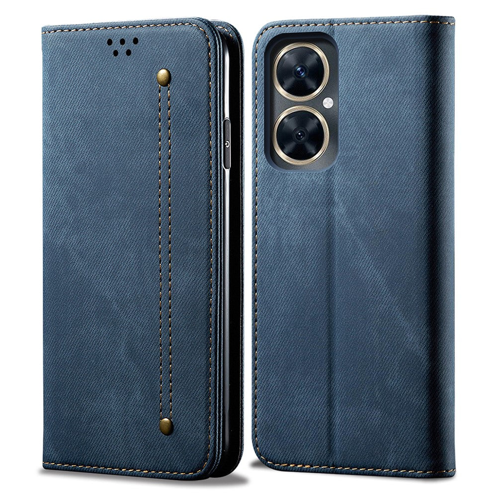 For Huawei nova 11i / Maimang 20 / Enjoy 60 Pro PU Leather Case Stand Wallet Jeans Cloth Texture Phone Cover