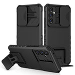 For Samsung Galaxy A34 5G Kickstand Phone Case PC + TPU Phone Protector with Slide Camera Cover