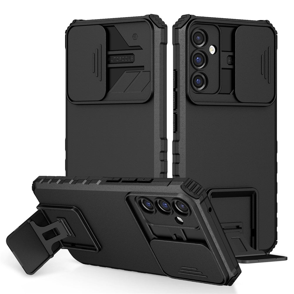 For Samsung Galaxy A34 5G Kickstand Phone Case PC + TPU Phone Protector with Slide Camera Cover