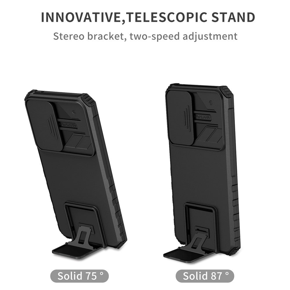 For Samsung Galaxy A34 5G Kickstand Phone Case PC + TPU Phone Protector with Slide Camera Cover