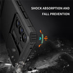 For Samsung Galaxy A34 5G Kickstand Phone Case PC + TPU Phone Protector with Slide Camera Cover