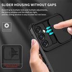 For Samsung Galaxy A34 5G Kickstand Phone Case PC + TPU Phone Protector with Slide Camera Cover