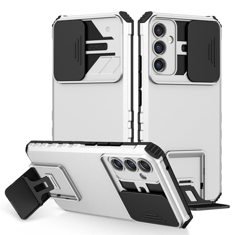 For Samsung Galaxy A34 5G Kickstand Phone Case PC + TPU Phone Protector with Slide Camera Cover