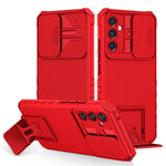 For Samsung Galaxy A34 5G Kickstand Phone Case PC + TPU Phone Protector with Slide Camera Cover